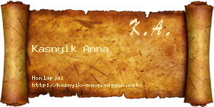 Kasnyik Anna névjegykártya
